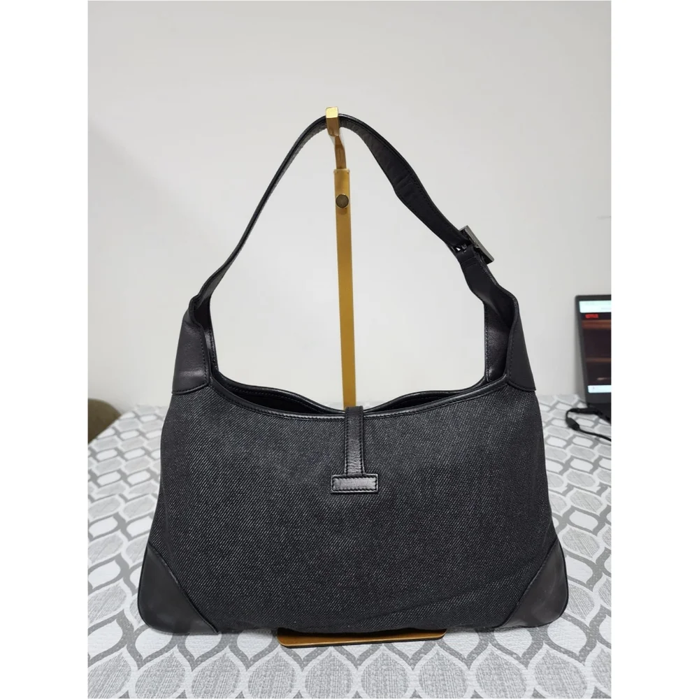 GUCCI Vintage Jackie Hobo Denim Bag Black